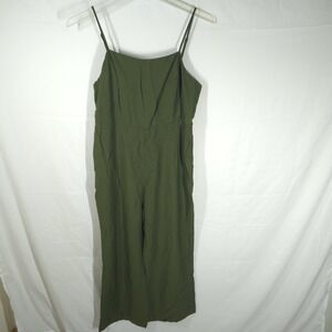 Line + Dot Francine Size Large Jumpsuit Moss Green Wide Leg Chic Minimalist
